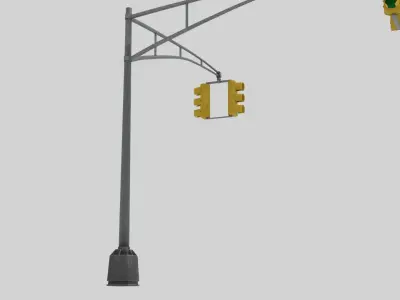 Traffic Light with Pole Low-poly 3D model