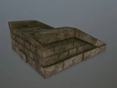 stairs 8 stone wall Low-poly 3D model