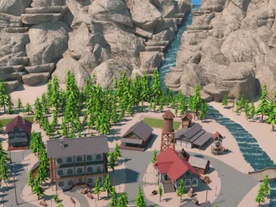 Village 01 Low-poly 3D model