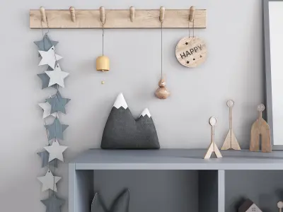 A large set of decor for a nursery in calm colors 3D model