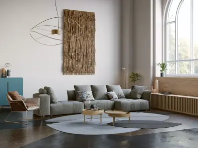 Pixels and Flowers living room interior scene 3D model shop