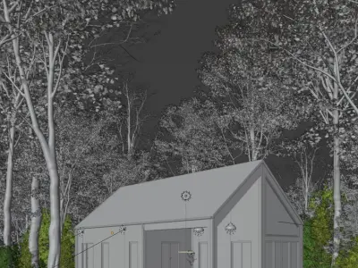 Night forest house 3D model