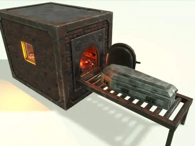 Low Poly Vintage Cremation Furnace  With PBR Materials Low-poly 3D model