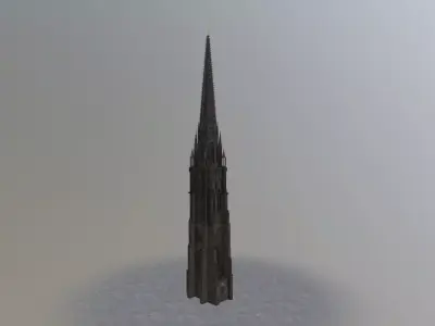 Hamburg St Nicolai Kirche Low-poly 3D model