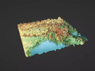 Southwest China Map Topography Low-poly 3D model
