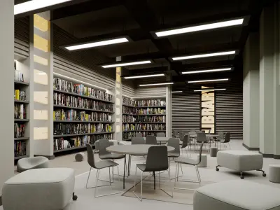 Corona - C4D Scene files - Library Interior 3D model 3D model