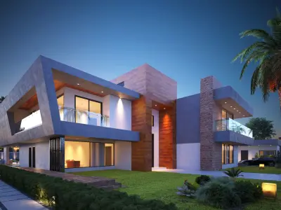 Modern House 3D Scene Environment with Forest Surrounded 3D model