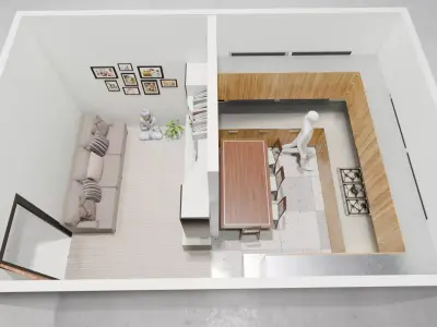 LIVING ROOM  and KITCHEN  Free 3D model