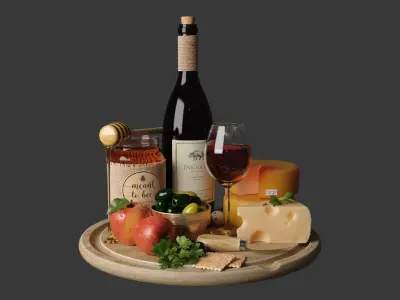 Cheese and Honey Set 3D model