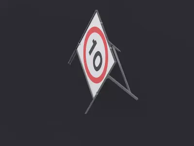 Speed Limit 10 Miles Square Road Sign Low-poly 3D model