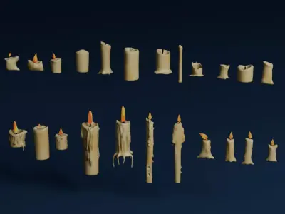 Candle Assets Low-poly 3D model