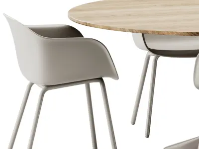 Midst Table and Fiber Armchair by Muuto 3D model