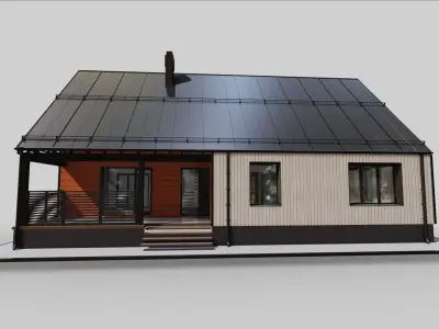 P0022 Modern Residential Barn House 3D model