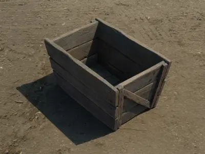 Medieval trapezoid-shaped wooden crate Low-poly 3D model