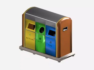 Modern metal colorful outdoor recycling bin Low-poly 3D model