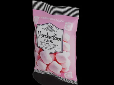 Marshmallows Marshmallow Puffs Low-poly 3D model