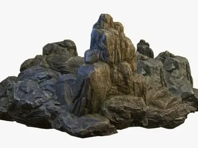 Mossy Boulders Collection Low-poly 3D model