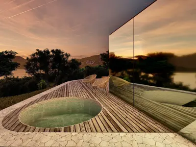 modern mobile home tiny house vacation house on 40m2 Alekseja 40 Low-poly 3D model