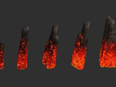 Rock Spires - Lava Low-poly 3D model