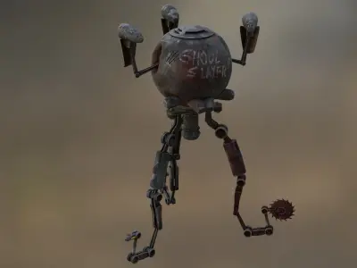 Robot Mister Handy Fallout  Mr Handy with rig 3D model