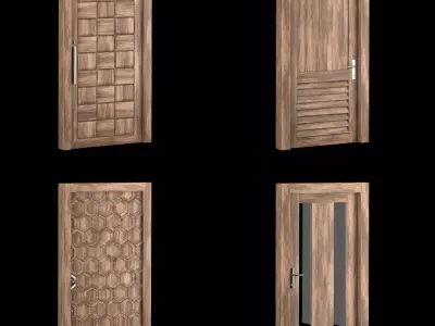 Interior-exterior Wooden Door 3D model