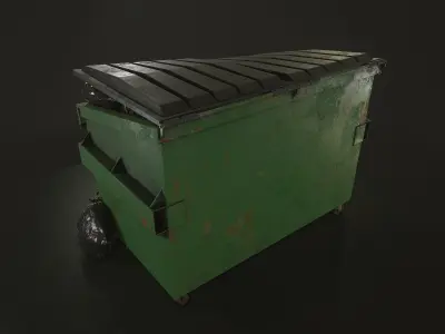 Dumpster with Garbage Bags Low-poly 3D model