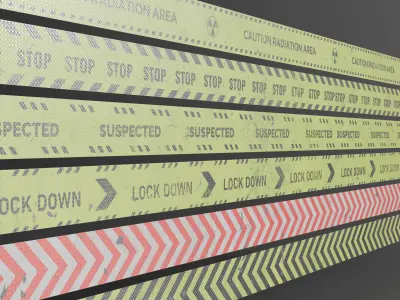Street Traffic Tape Set Low-poly 3D model