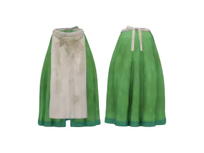 Medieval Green Tavern Waitress Outfit Low-poly 3D model