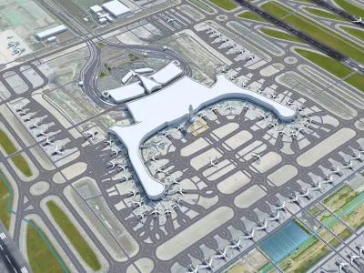 Seoul Incheon Airport 15km Low-poly 3D model