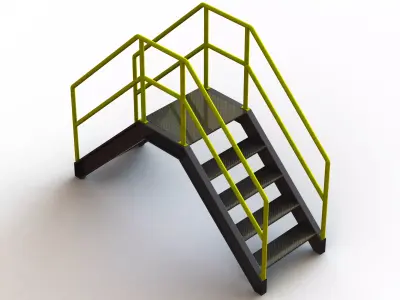 Industrial Steel Crossover Stair 3D model