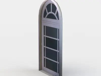 Window arched door with glass windows Low-poly 3D model