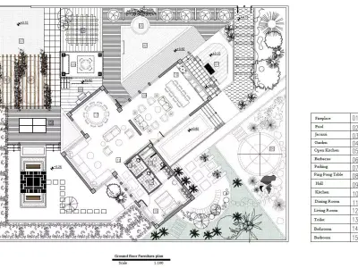 Small Modern Villa House Plan with Large Yard  1 Master Bedroom 3D model