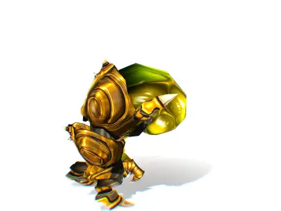 Animated Green Flea Monster Bug Low-poly 3D model