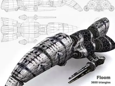 3DRT - Sci-Fi Norad Battleship - Floom Low-poly 3D model