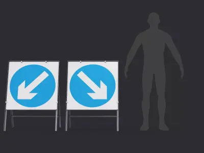 Keep Left Right Square Road Sings 3D Model Pack