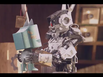 Robot two robots Low-poly 3D model