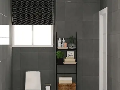 Bathroom with glass shower enclosure 3D model