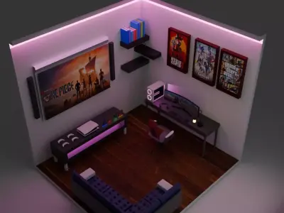 The Gaming Room  Low-poly 3D model
