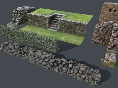 Walls Pack Low-poly 3D model
