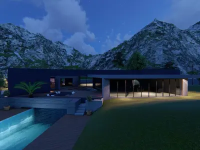 Casa Scene- Beach villa-modern house 3D model 5