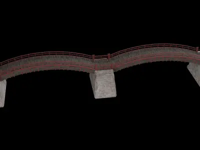 JAPAN JAPANESE ASIAN ORIENTAL TEMPLE CITY BRIDGE COLLECTION Low-poly 3D model