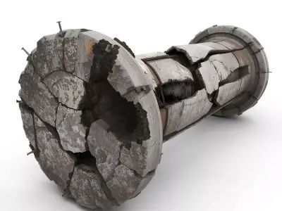 Urban Fallen Column 3D Model Low-poly 3D model