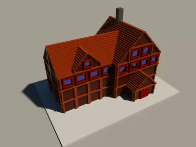 3d voxel low-poly house Low-poly 3D model purchase