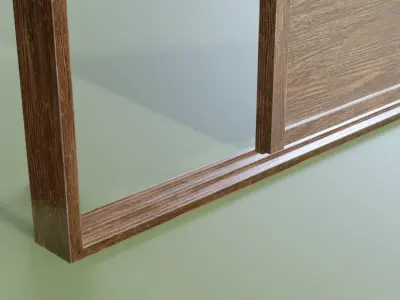 Japanese Shoji with wainscot design Low-poly 3D model