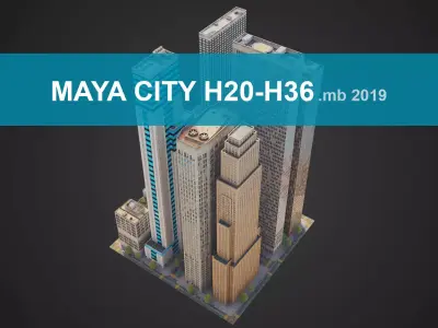 Realistic City District H20-H36 MAYA Low-poly 3D model