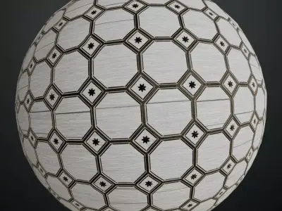 Ornate White Wood Octagonal Flooring PBR Seamless Texture