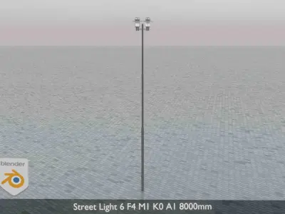 Street Light 6 F4 M1 K0 A1 8000mm  Low-poly 3D model