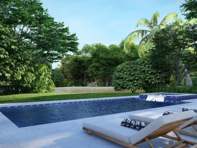 3D Exterior Scene 3D model design garden and landscape 3D 3D model