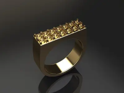 Double Row Diamond Narrow Bar Ring Band Mix Sizes 3D print model