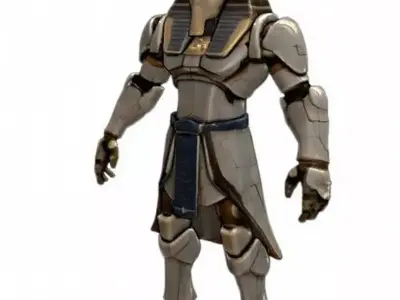 Sci-Fi Egyptian Pharaoh Robot Low-poly 3D model